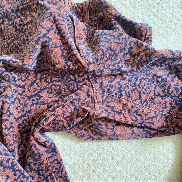 PILCRO AND THE LETTERPRESS Navy Orange Serif Corduroy Pants Paisley - Picture 12 of 13